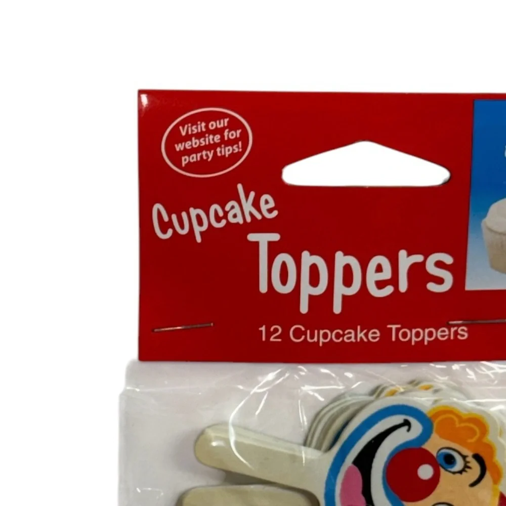Creative Converting set of 12 clown themed cupcake toppers new in packaging!